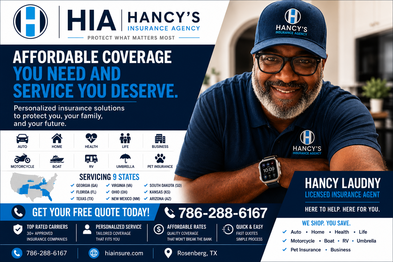 Hancy's Insurance Agency affordable coverage and licensed insurance agent Hancy Laudny